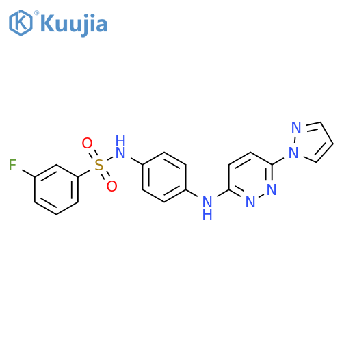 3-fluoro-N-(4-{[6-(1H-pyrazol-1-yl)pyridazin-3-yl]amino}phenyl)benzene-1-sulfonamide structure