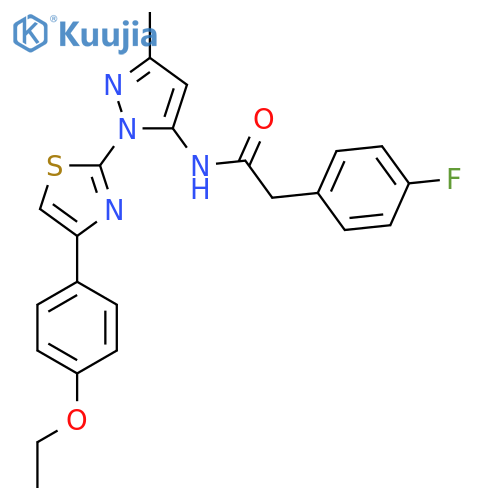 N-{1-[4-(4-ethoxyphenyl)-1,3-thiazol-2-yl]-3-methyl-1H-pyrazol-5-yl}-2-(4-fluorophenyl)acetamide structure