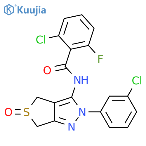 2-chloro-N-[2-(3-chlorophenyl)-5-oxo-2H,4H,6H-5lambda4-thieno[3,4-c]pyrazol-3-yl]-6-fluorobenzamide structure