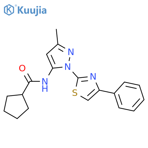 N-[3-methyl-1-(4-phenyl-1,3-thiazol-2-yl)-1H-pyrazol-5-yl]cyclopentanecarboxamide structure