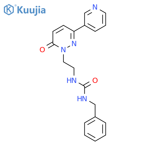 1-benzyl-3-{2-[6-oxo-3-(pyridin-3-yl)-1,6-dihydropyridazin-1-yl]ethyl}urea structure