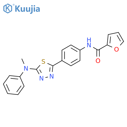 N-(4-{5-[methyl(phenyl)amino]-1,3,4-thiadiazol-2-yl}phenyl)furan-2-carboxamide structure