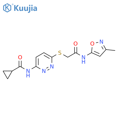 N-[6-({[(3-methyl-1,2-oxazol-5-yl)carbamoyl]methyl}sulfanyl)pyridazin-3-yl]cyclopropanecarboxamide structure