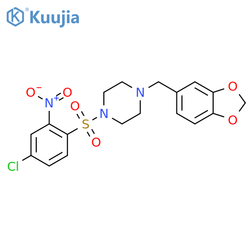 1-((4-(Benzo[D]1,3-dioxolan-5-ylmethyl)piperazinyl)sulfonyl)-4-chloro-2-nitrobenzene structure