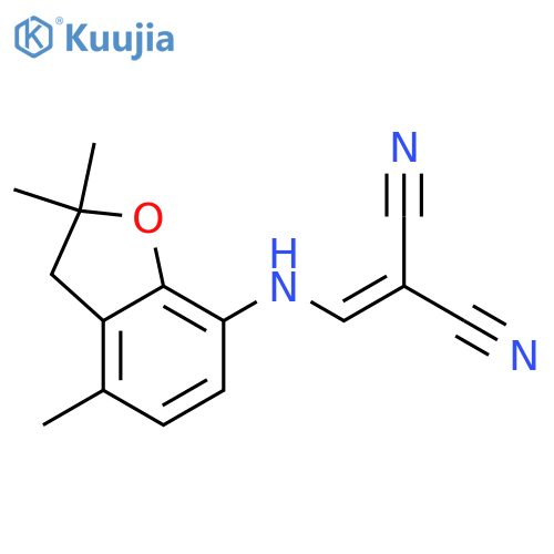 2-[[(2,2,4-trimethyl-3H-1-benzofuran-7-yl)amino]methylidene]propanedinitrile structure