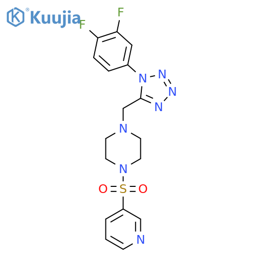 1-{[1-(3,4-difluorophenyl)-1H-1,2,3,4-tetrazol-5-yl]methyl}-4-(pyridine-3-sulfonyl)piperazine structure