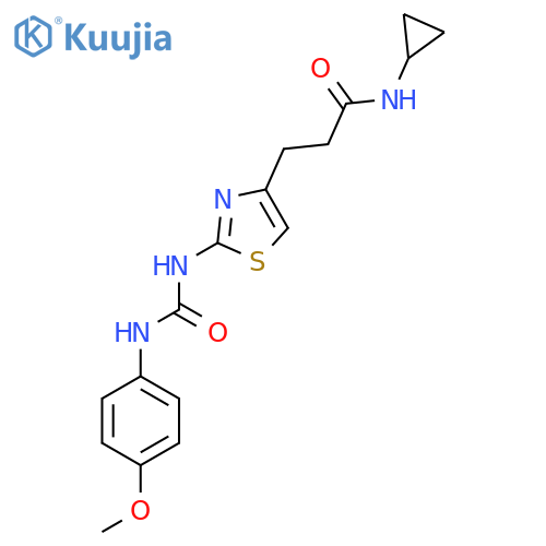 N-cyclopropyl-3-(2-{[(4-methoxyphenyl)carbamoyl]amino}-1,3-thiazol-4-yl)propanamide structure