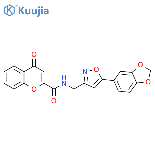 N-{[5-(2H-1,3-benzodioxol-5-yl)-1,2-oxazol-3-yl]methyl}-4-oxo-4H-chromene-2-carboxamide structure
