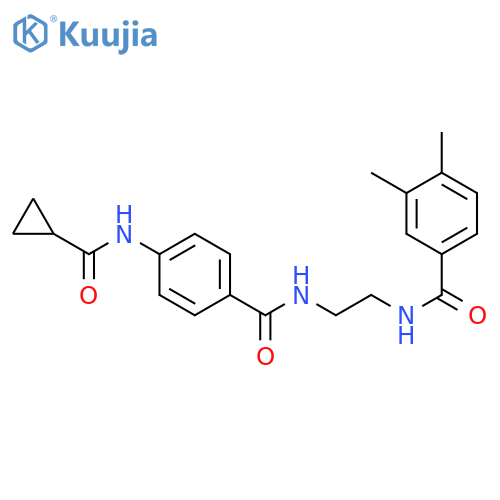 4-cyclopropaneamido-N-{2-[(3,4-dimethylphenyl)formamido]ethyl}benzamide structure