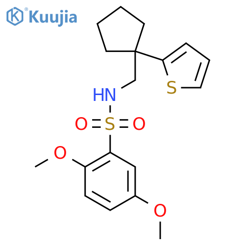 2,5-dimethoxy-N-{1-(thiophen-2-yl)cyclopentylmethyl}benzene-1-sulfonamide structure
