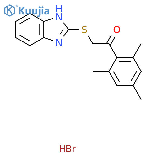 2-(1H-1,3-benzodiazol-2-ylsulfanyl)-1-(2,4,6-trimethylphenyl)ethan-1-one hydrobromide structure
