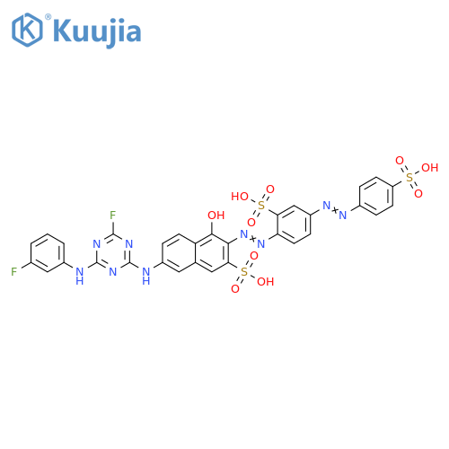 2-Naphthalenesulfonic acid,7-[[4-fluoro-6-[(3-fluorophenyl)amino]-1,3,5-triazin-2-yl]amino]-4-hydroxy-3-[[2-sulfo-4-[(4-sulfophenyl)azo]phenyl]azo]- structure