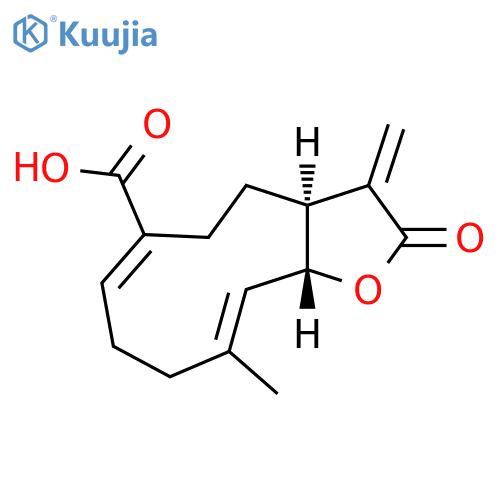 Cyclodeca[b]furan-6-carboxylic acid, 2,3,3a,4,5,8,9,11a-octahydro-10-methyl-3-methylene-2-oxo-, (3aS,6E,10E,11aR)- structure