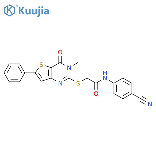 N-(4-cyanophenyl)-2-({3-methyl-4-oxo-6-phenyl-3H,4H-thieno[3,2-d]pyrimidin-2-yl}sulfanyl)acetamide structure