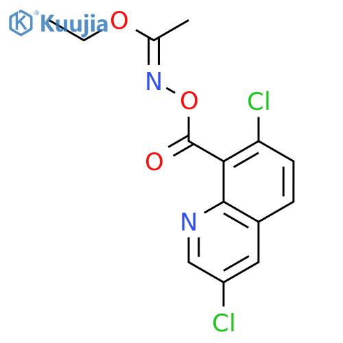 Ethanimidic acid, N-[[(3,7-dichloro-8-quinolinyl)carbonyl]oxy]-, ethyl ester, (E)- structure