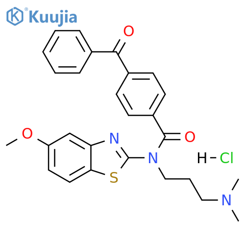 4-benzoyl-N-[3-(dimethylamino)propyl]-N-(5-methoxy-1,3-benzothiazol-2-yl)benzamide hydrochloride structure