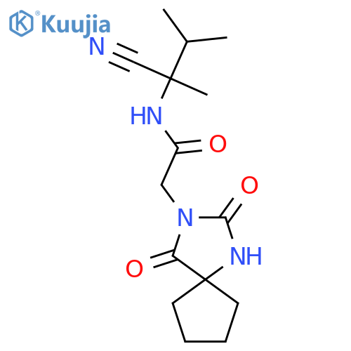 N-(1-cyano-1,2-dimethylpropyl)-2-{2,4-dioxo-1,3-diazaspiro[4.4]nonan-3-yl}acetamide structure