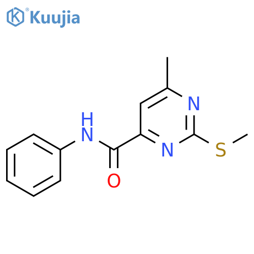 6-methyl-2-(methylsulfanyl)-N-phenylpyrimidine-4-carboxamide structure