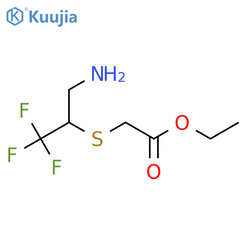 ethyl 2-(3-amino-1,1,1-trifluoropropan-2-yl)sulfanylacetate structure