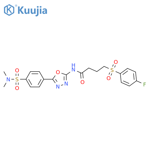 N-{5-[4-(dimethylsulfamoyl)phenyl]-1,3,4-oxadiazol-2-yl}-4-(4-fluorobenzenesulfonyl)butanamide structure