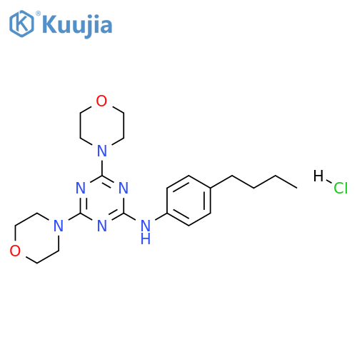N-(4-butylphenyl)-4,6-bis(morpholin-4-yl)-1,3,5-triazin-2-amine hydrochloride structure