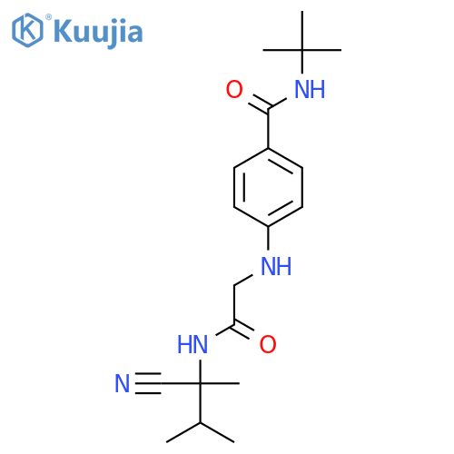 N-tert-butyl-4-({[(1-cyano-1,2-dimethylpropyl)carbamoyl]methyl}amino)benzamide structure