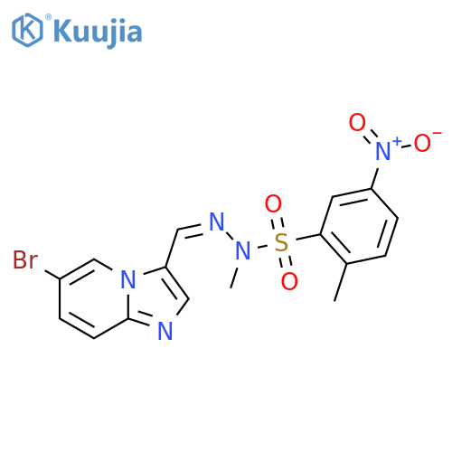 (E)-N-((6-Bromoimidazo[1,2-a]pyridin-3-yl)methylene)-N,2-dimethyl-5-nitrobenzenesulfonohydrazide structure