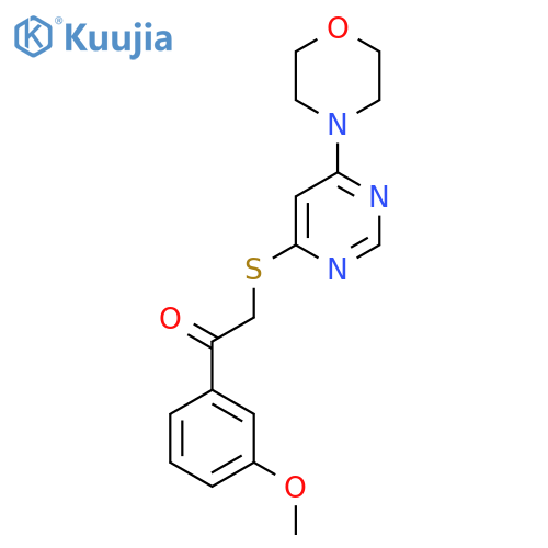 1-(3-methoxyphenyl)-2-{6-(morpholin-4-yl)pyrimidin-4-ylsulfanyl}ethan-1-one structure