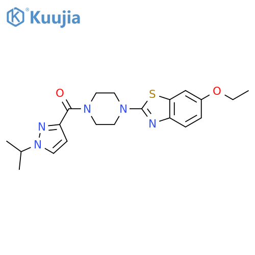 6-ethoxy-2-{4-1-(propan-2-yl)-1H-pyrazole-3-carbonylpiperazin-1-yl}-1,3-benzothiazole structure