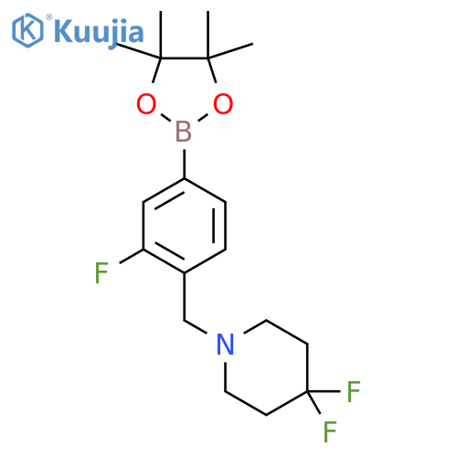 4,4-Difluoro-1-(2-fluoro-4-(4,4,5,5-tetramethyl-1,3,2-dioxaborolan-2-yl)benzyl)piperidine structure