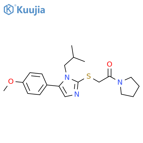 2-{[5-(4-methoxyphenyl)-1-(2-methylpropyl)-1H-imidazol-2-yl]sulfanyl}-1-(pyrrolidin-1-yl)ethan-1-one structure