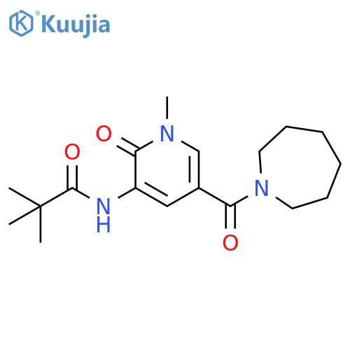 N-[5-(azepane-1-carbonyl)-1-methyl-2-oxo-1,2-dihydropyridin-3-yl]-2,2-dimethylpropanamide structure