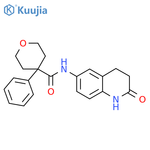 N-(2-oxo-1,2,3,4-tetrahydroquinolin-6-yl)-4-phenyloxane-4-carboxamide structure