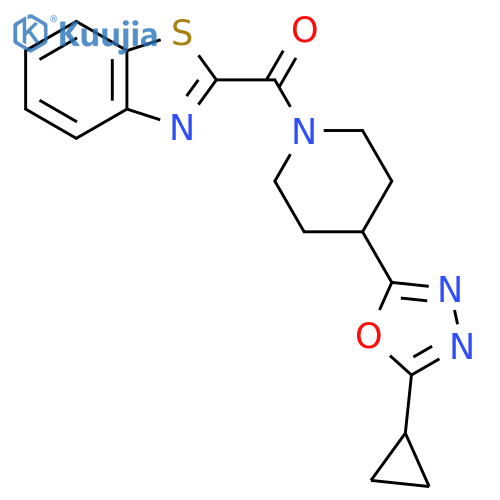 2-[4-(5-cyclopropyl-1,3,4-oxadiazol-2-yl)piperidine-1-carbonyl]-1,3-benzothiazole structure