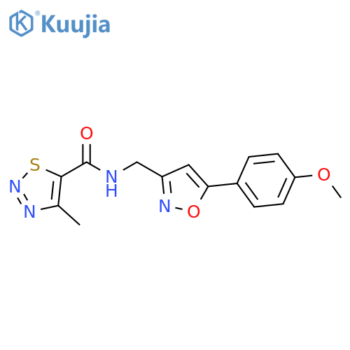N-{5-(4-methoxyphenyl)-1,2-oxazol-3-ylmethyl}-4-methyl-1,2,3-thiadiazole-5-carboxamide structure