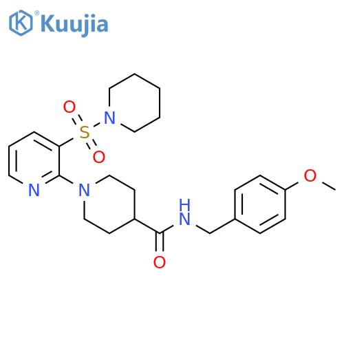 N-[(4-methoxyphenyl)methyl]-1-[3-(piperidine-1-sulfonyl)pyridin-2-yl]piperidine-4-carboxamide structure