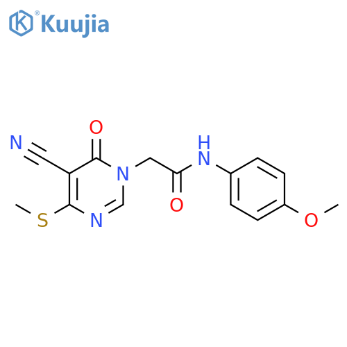 2-[5-cyano-4-(methylsulfanyl)-6-oxo-1,6-dihydropyrimidin-1-yl]-N-(4-methoxyphenyl)acetamide structure