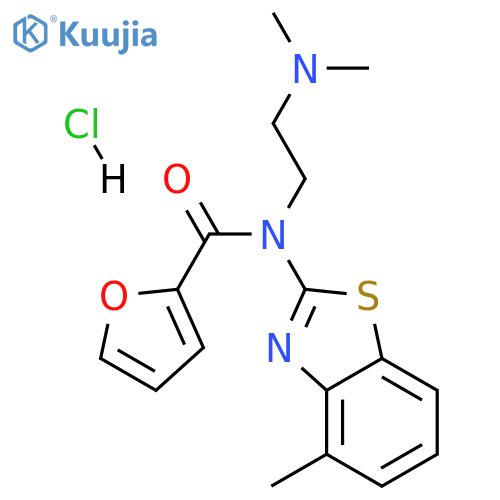 N-[2-(dimethylamino)ethyl]-N-(4-methyl-1,3-benzothiazol-2-yl)furan-2-carboxamide hydrochloride structure