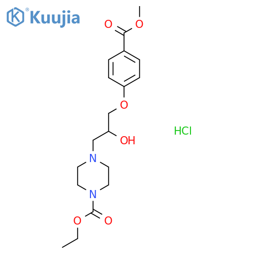 ethyl 4-{2-hydroxy-3-[4-(methoxycarbonyl)phenoxy]propyl}piperazine-1-carboxylate hydrochloride structure
