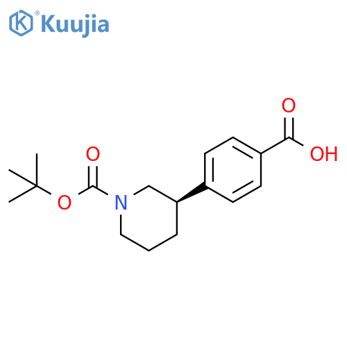 1-Piperidinecarboxylic acid, 3-(4-carboxyphenyl)-, 1-(1,1-dimethylethyl) ester, (3R)- structure