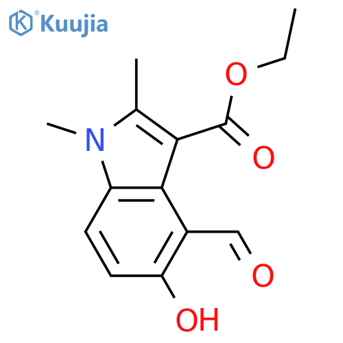 ethyl 4-formyl-5-hydroxy-1,2-dimethyl-1H-indole-3-carboxylate structure