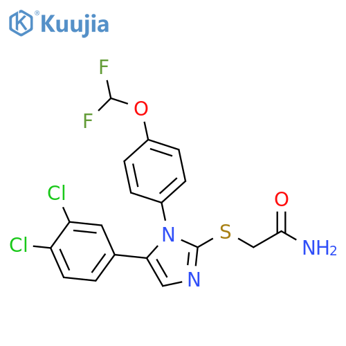 2-{[5-(3,4-dichlorophenyl)-1-[4-(difluoromethoxy)phenyl]-1H-imidazol-2-yl]sulfanyl}acetamide structure