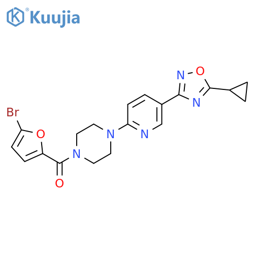 1-(5-bromofuran-2-carbonyl)-4-5-(5-cyclopropyl-1,2,4-oxadiazol-3-yl)pyridin-2-ylpiperazine structure