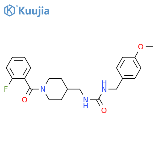3-{1-(2-fluorobenzoyl)piperidin-4-ylmethyl}-1-(4-methoxyphenyl)methylurea structure