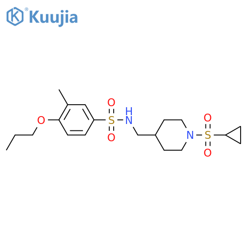 N-{1-(cyclopropanesulfonyl)piperidin-4-ylmethyl}-3-methyl-4-propoxybenzene-1-sulfonamide structure