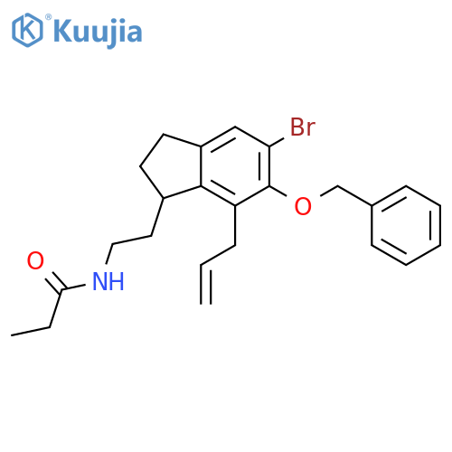 (S)-N-2-7-Allyl-5-bromo-6-benzyloxy-2,3-dihydro-1H-inden-1-ylethylpropanamide structure