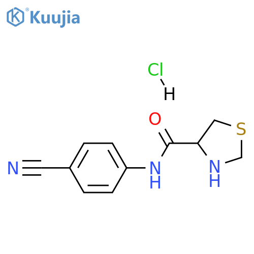 N-(4-cyanophenyl)-1,3-thiazolidine-4-carboxamide hydrochloride structure