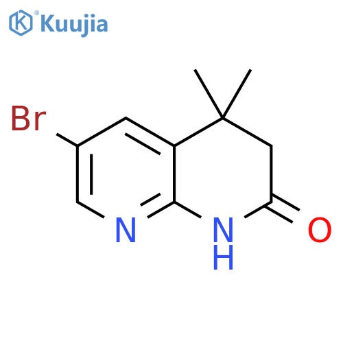 6-bromo-4,4-dimethyl-1,2,3,4-tetrahydro-1,8-naphthyridin-2-one structure