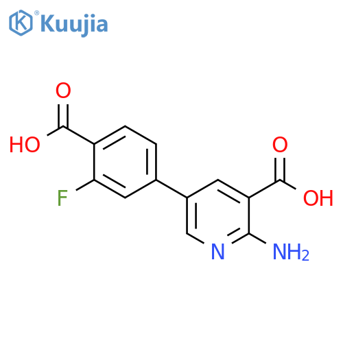 3-Pyridinecarboxylic acid, 2-amino-5-(4-carboxy-3-fluorophenyl)- structure