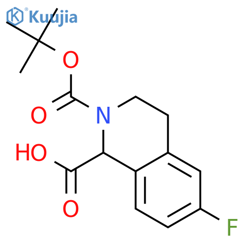 2-(tert-butoxy)carbonyl-6-fluoro-1,2,3,4-tetrahydroisoquinoline-1-carboxylic acid structure